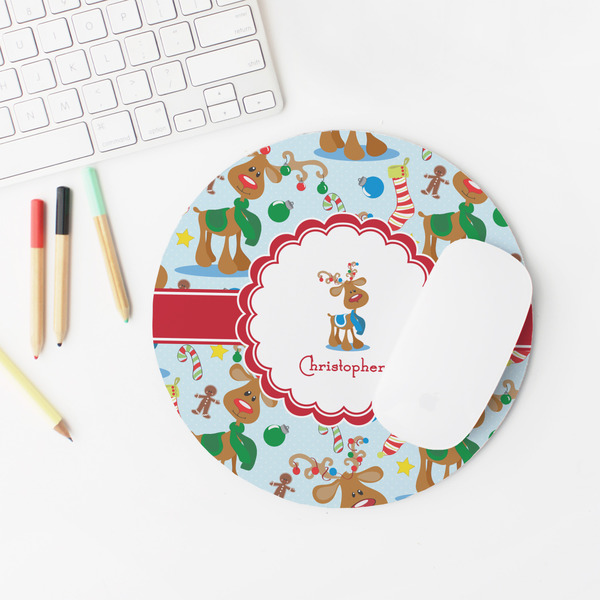 Reindeer Round Mousepad - LIFESTYLE 2