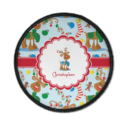 Reindeer Iron On Round Patch w/ Name or Text