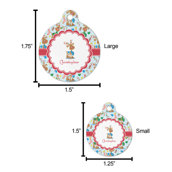 Reindeer Round Pet ID Tag - Large - Comparison Scale