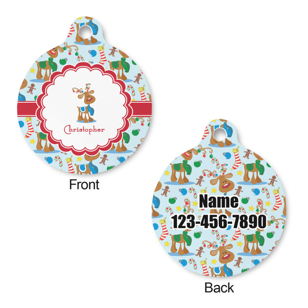 Reindeer Round Pet Tag - Front & Back