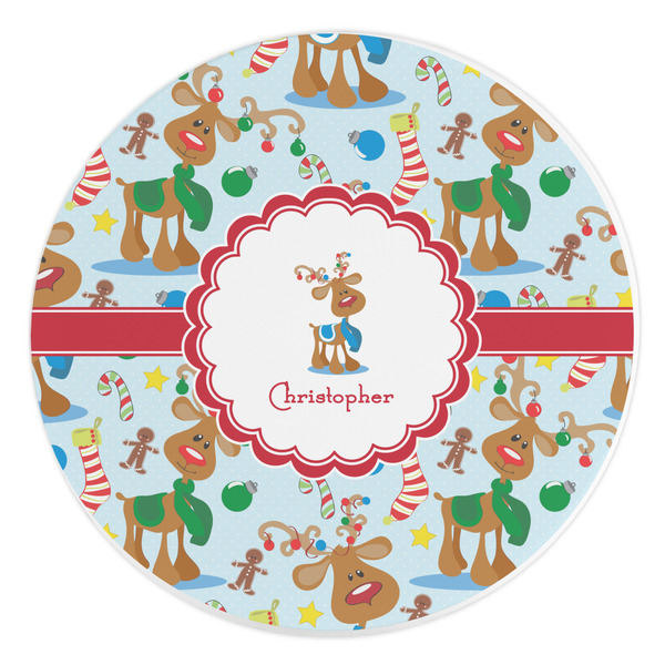 Custom Reindeer Round Stone Trivet (Personalized)