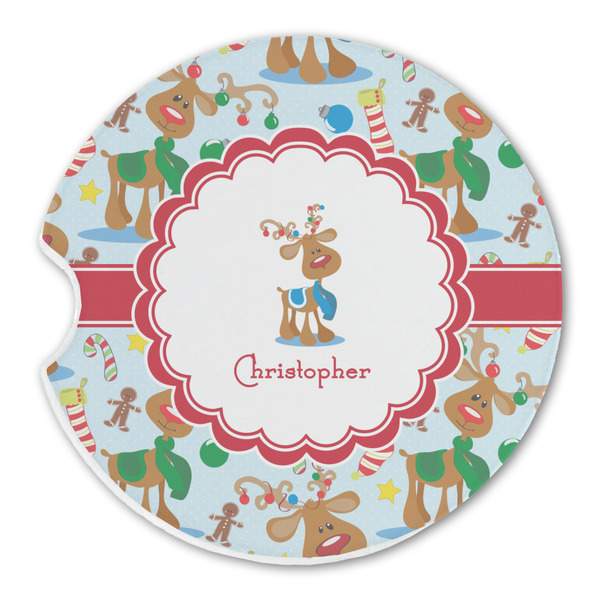 Custom Reindeer Sandstone Car Coaster - Single (Personalized)