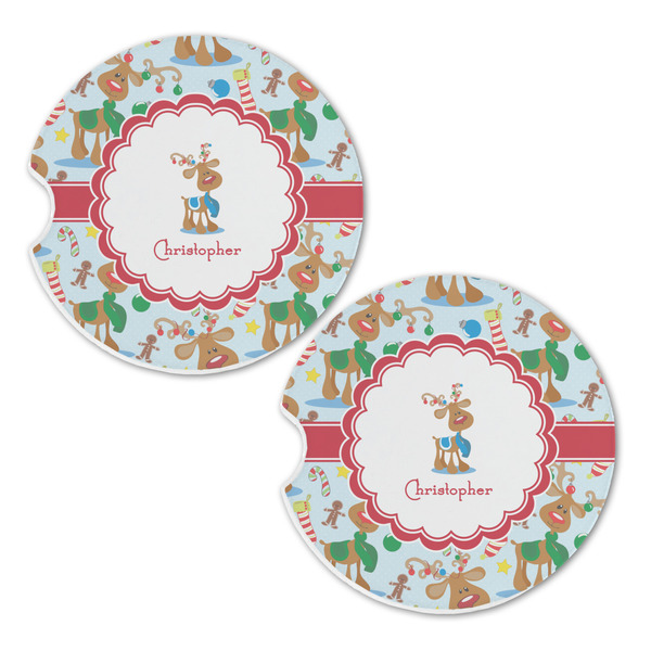 Reindeer Sandstone Car Coasters - Set of 2