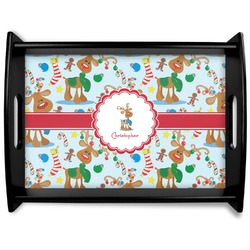 Reindeer Black Wooden Tray - Large (Personalized)