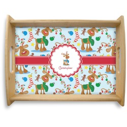 Reindeer Natural Wooden Tray - Large (Personalized)