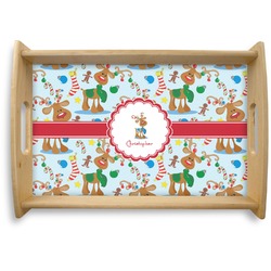 Reindeer Natural Wooden Tray - Small (Personalized)
