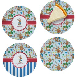 Reindeer Set of 4 Glass Appetizer / Dessert Plate 8" (Personalized)