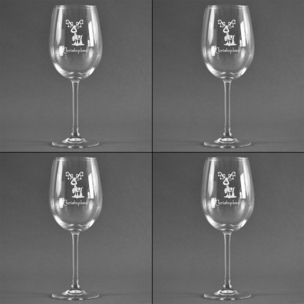 Reindeer Set of Four Personalized Wineglasses (Approval)
