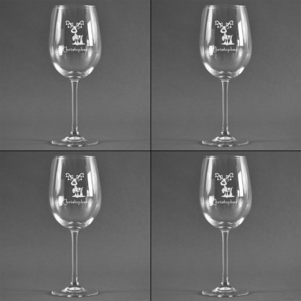 Reindeer Set of Four Personalized Wineglasses (Approval)