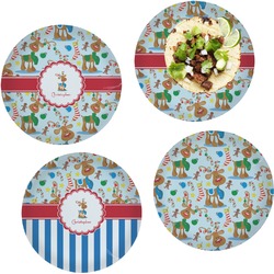Reindeer Set of 4 Glass Lunch / Dinner Plate 10" (Personalized)