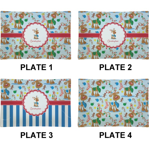 Reindeer Set of Rectangular Appetizer / Dessert Plates (Approval)