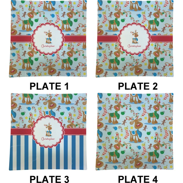 Reindeer Set of Square Dinner Plates (Approval)