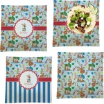 Reindeer Set of 4 Glass Square Lunch / Dinner Plate 9.5" (Personalized)