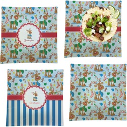 Reindeer Set of 4 Glass Square Lunch / Dinner Plate 9.5" (Personalized)