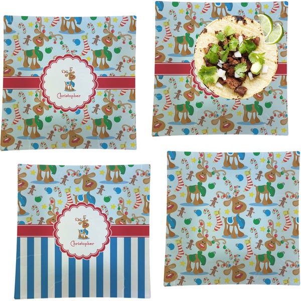Reindeer Set of Square Dinner Plates
