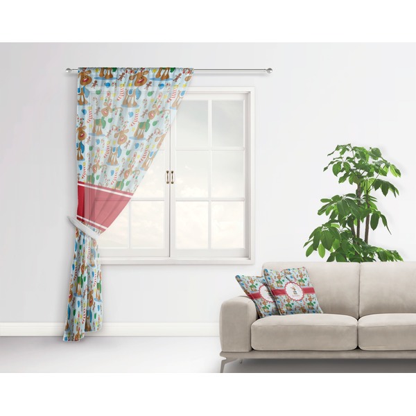 Reindeer Sheer Curtain With Window and Rod - in Room Matching Pillow