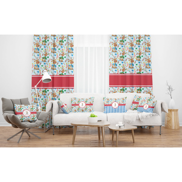 Reindeer Sheer and Custom Curtains in Room with Matching Pillows