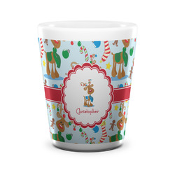 Reindeer Ceramic Shot Glass - 1.5 oz - White - Set of 4 (Personalized)