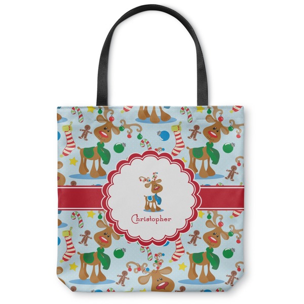 Custom Reindeer Canvas Tote Bag - Small - 13"x13" (Personalized)