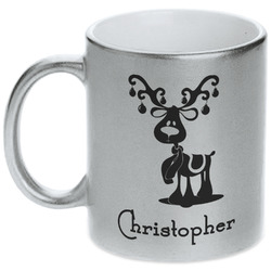 Reindeer Metallic Silver Mug (Personalized)