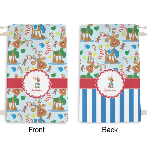 Reindeer Small Laundry Bag - Front & Back View