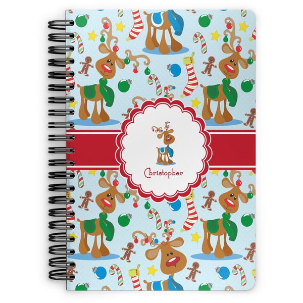 Custom Reindeer Spiral Notebook - 7x10 w/ Name or Text