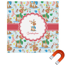 Reindeer Square Car Magnet - 6" (Personalized)