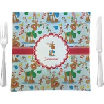 Reindeer 9.5" Glass Square Lunch / Dinner Plate- Single or Set of 4 (Personalized)