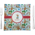 Reindeer 9.5" Glass Square Lunch / Dinner Plate- Single or Set of 4 (Personalized)