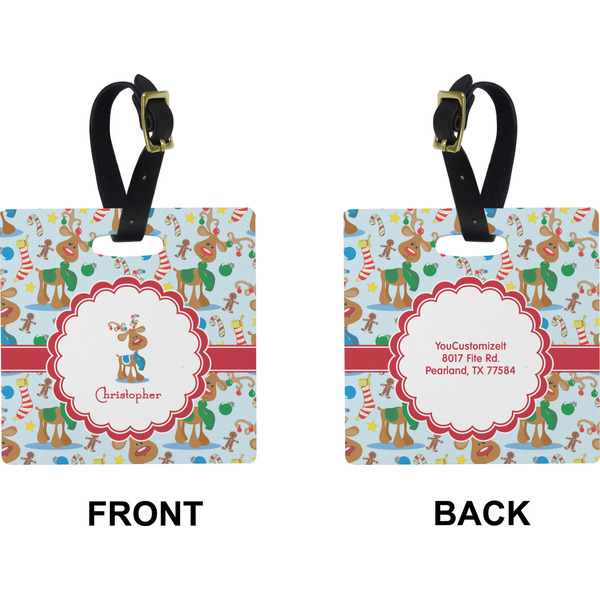 Reindeer Square Luggage Tag (Front + Back)