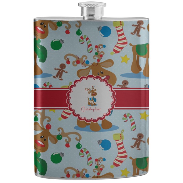Custom Reindeer Stainless Steel Flask (Personalized)