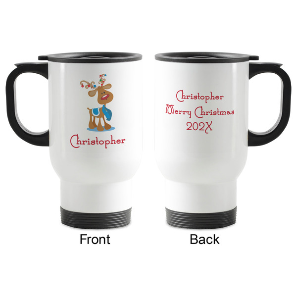 Reindeer Stainless Steel Travel Mug with Handle - Apvl