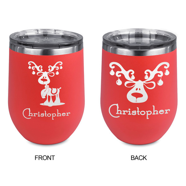 Reindeer Stainless Wine Tumblers - Coral - Double Sided - Approval