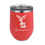 Reindeer Stemless Stainless Steel Wine Tumbler - Coral - Single Sided (Personalized)