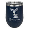 Reindeer Stainless Wine Tumblers - Navy - Single Sided - Front
