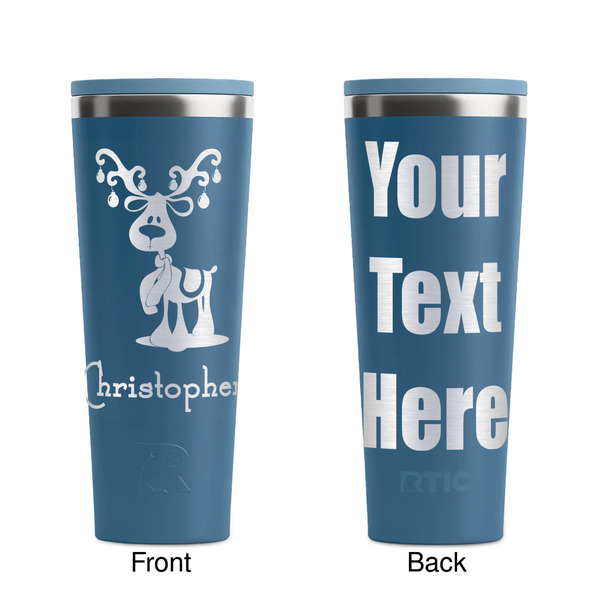 Reindeer Steel Blue RTIC Everyday Tumbler - 28 oz. - Front and Back