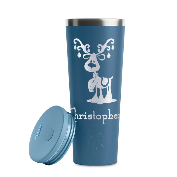 Reindeer Steel Blue RTIC Everyday Tumbler - 28 oz. - Lid Off