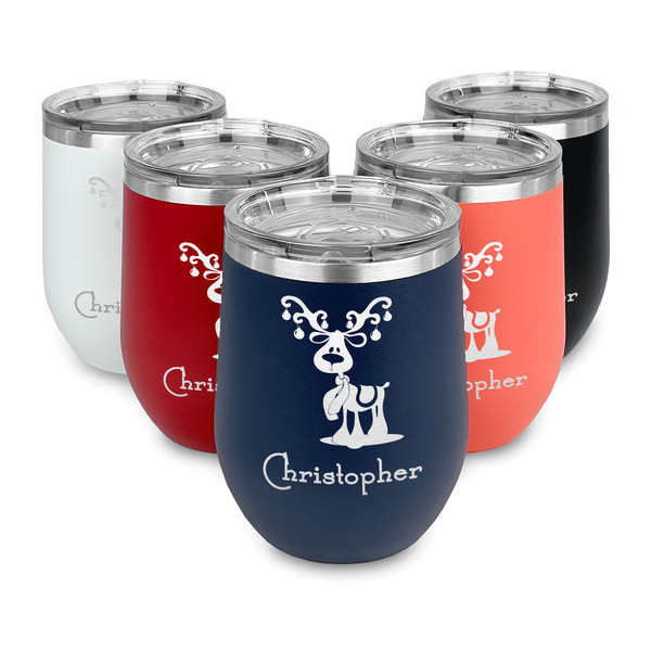 Reindeer Steel Wine Tumblers Multiple Colors