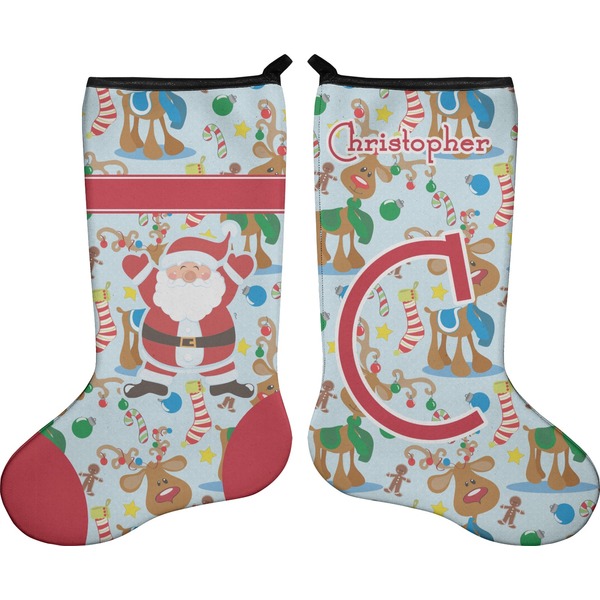Custom Reindeer Holiday Stocking - Double-Sided - Neoprene (Personalized)