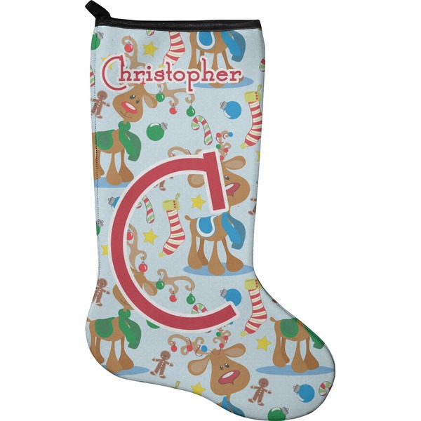 Custom Reindeer Holiday Stocking - Single-Sided - Neoprene (Personalized)