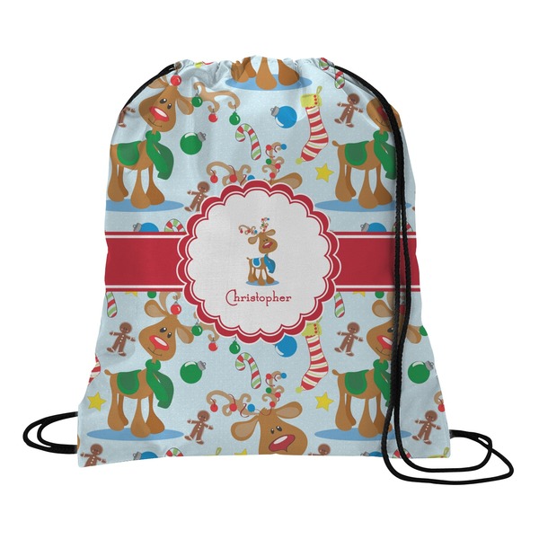 Custom Reindeer Drawstring Backpack - Large (Personalized)