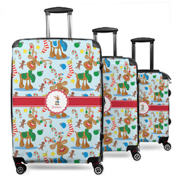 Reindeer 3 Piece Luggage Set - 20" Carry On, 24" Medium Checked, 28" Large Checked (Personalized)