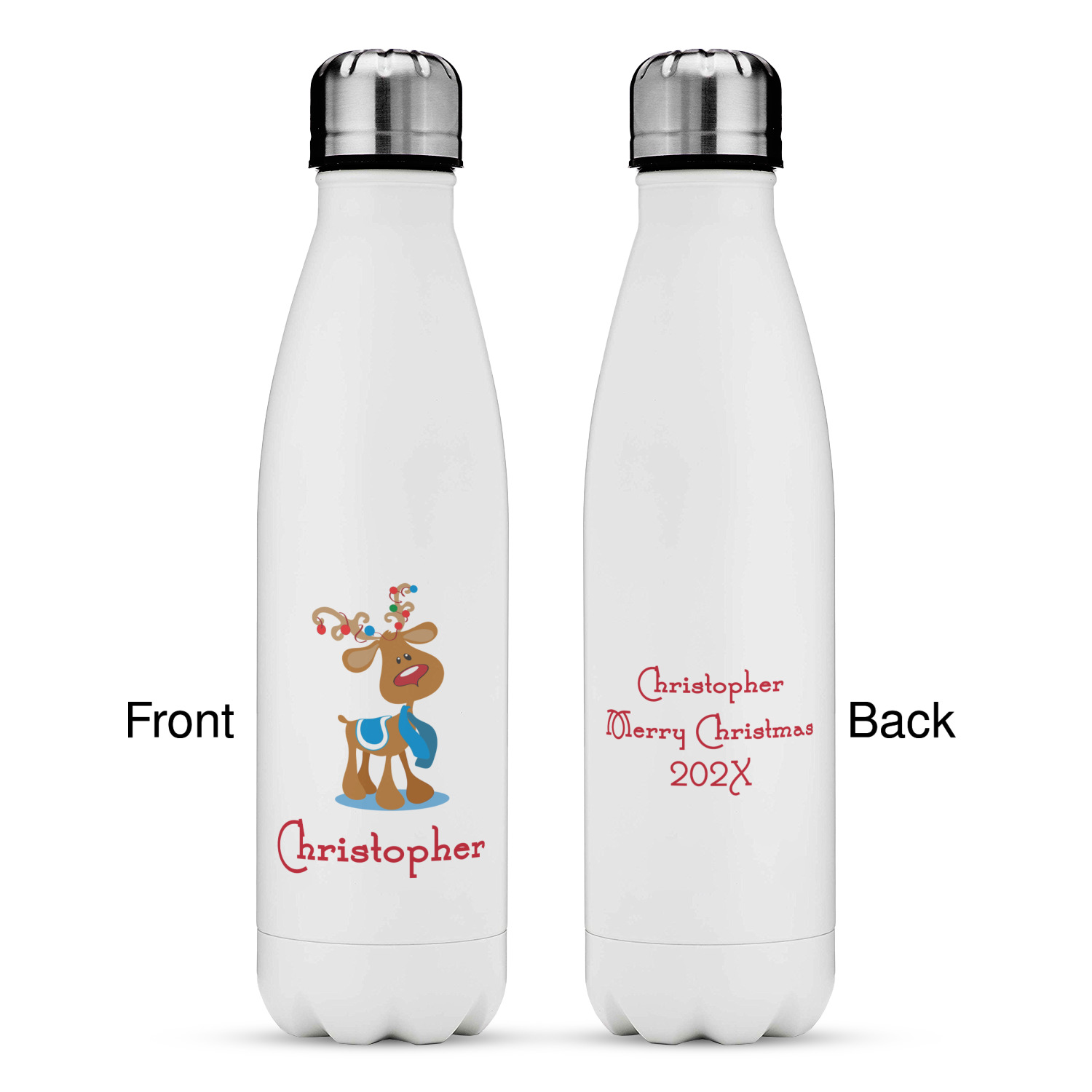 Christmas Reindeer Stainless Steel Water Bottle
