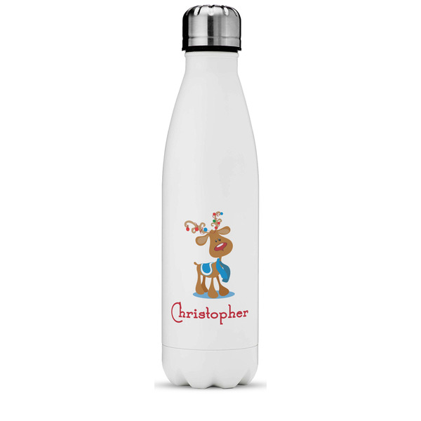 Custom Reindeer Water Bottle - 17 oz. - Stainless Steel - Full Color Printing (Personalized)