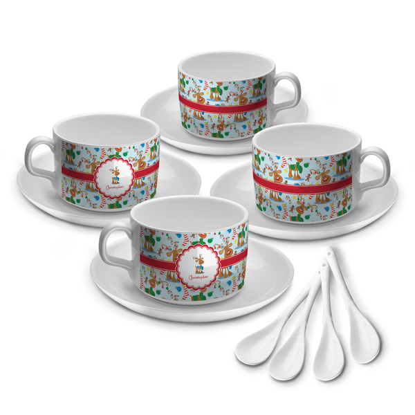 Custom Reindeer Tea Cup - Set of 4 (Personalized)