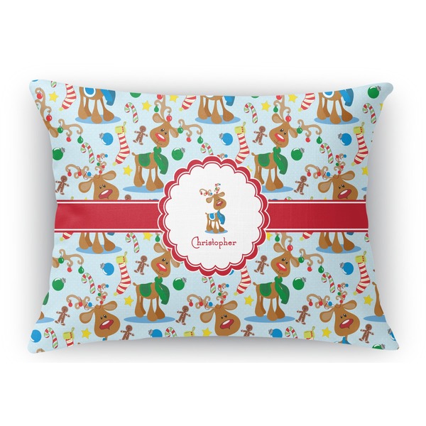 Custom Reindeer Rectangular Throw Pillow Case (Personalized)