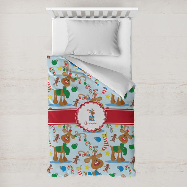 Custom Reindeer Toddler Duvet Cover w/ Name or Text