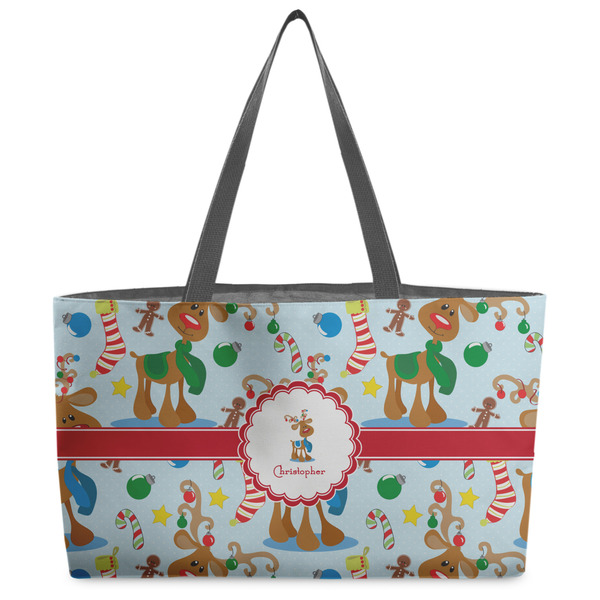 Custom Reindeer Beach Totes Bag - w/ Black Handles (Personalized)
