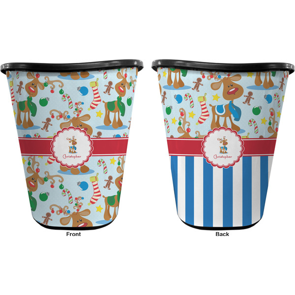 Reindeer Trash Can Black - Front and Back - Apvl