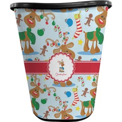 Reindeer Waste Basket - Double Sided (Black) (Personalized)